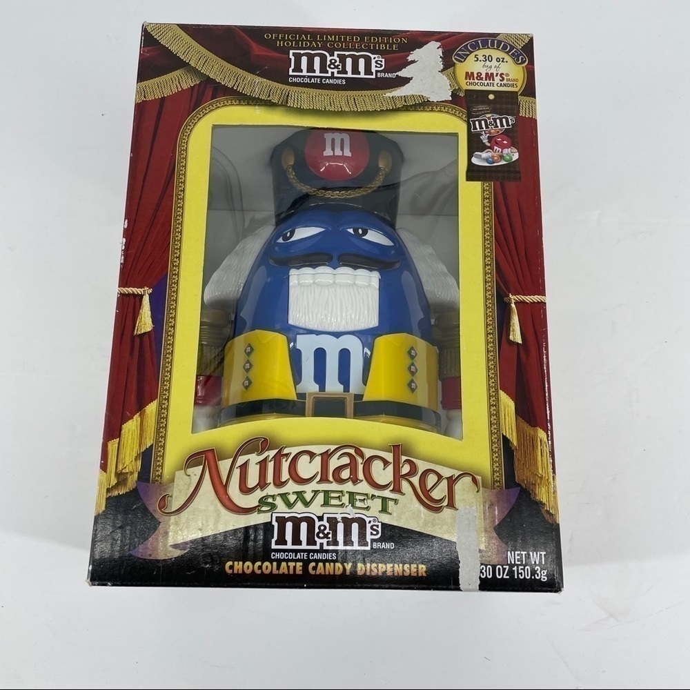 M&M's Nutcracker Sweet Blue & Yellow Candy Dispenser Limited Edition Holiday